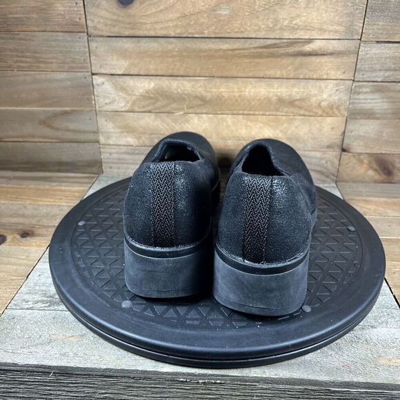 Bzees Womens Size 6.5 Free Spirit Crackled Black Slip In Wedge Heel Shoes - Picture 4 of 10